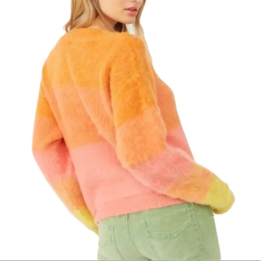 Free People Autumn Sky Stripe Sweater in the size XL